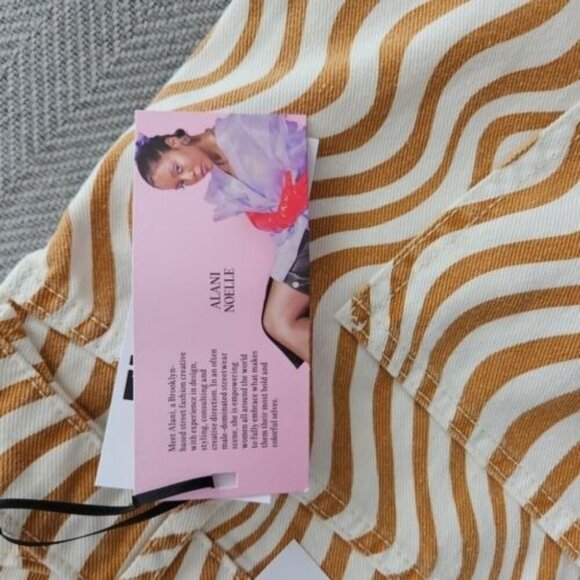 Future Collective Women's Jeans Size 26 Slim Straight Cream/Yellow Alani Noelle - Picture 7 of 16